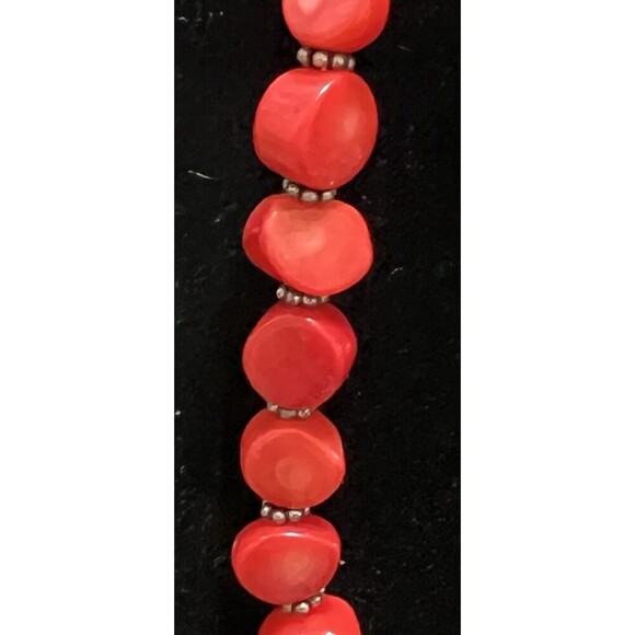 Vintage Necklace Bamboo Red Coral Beaded Main Center Stone Toggle 19.5" - Picture 3 of 6